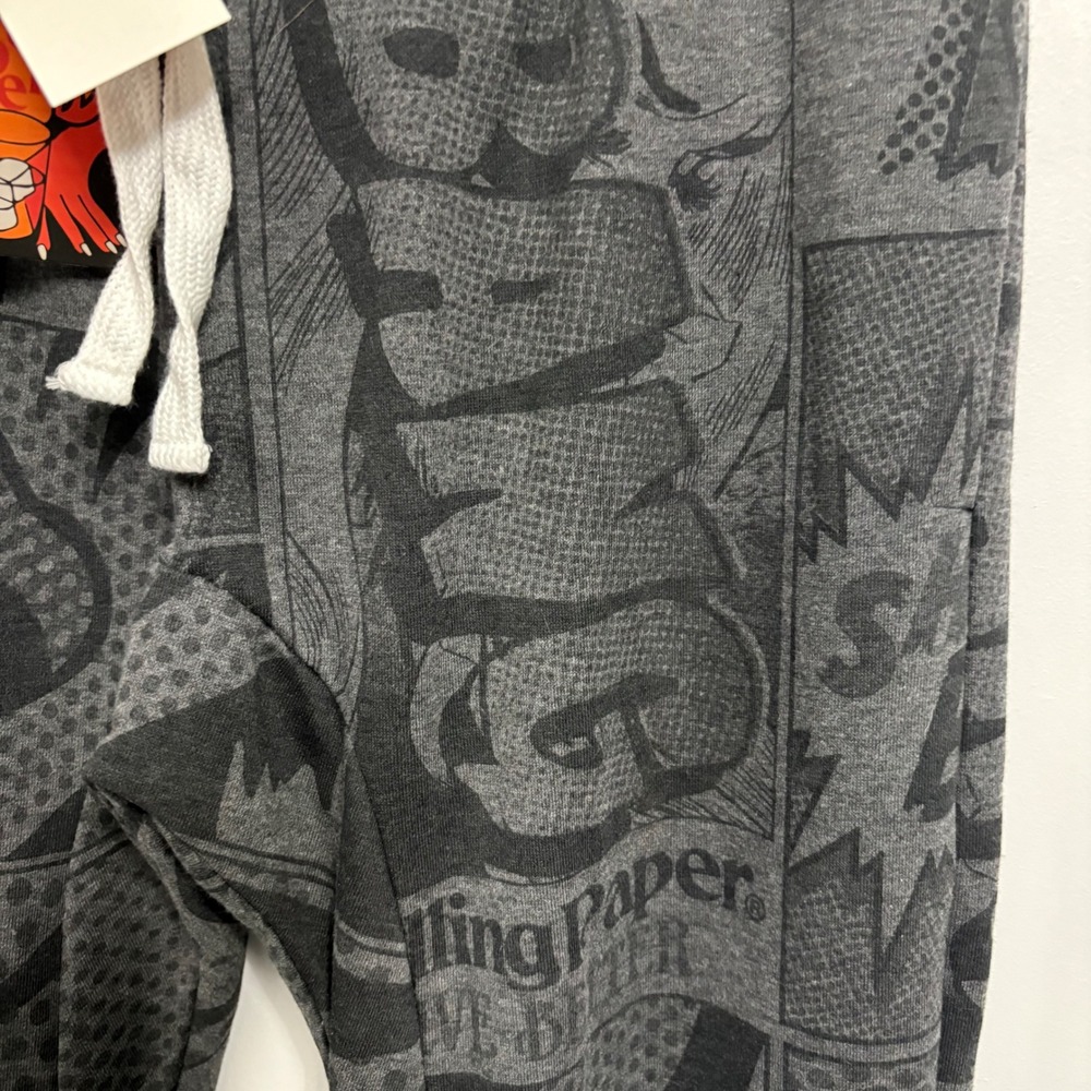 Rolling Paper Co Mens Comic Book Print Joggers Black Gray FP182 Small NWT - Picture 2 of 12